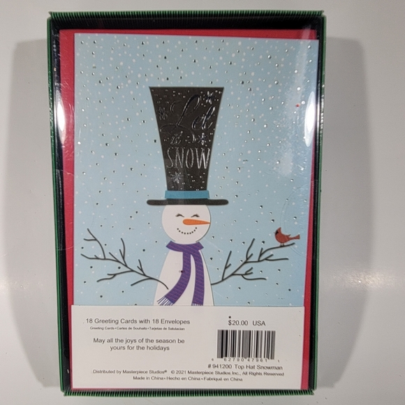 Masterpiece Snowman Holiday Christmas Cards Set of 18 with Envelopes - Picture 4 of 4